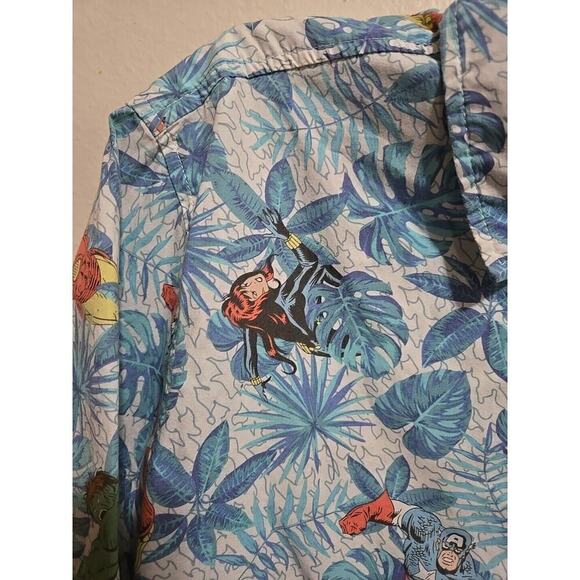 Marvel Avengers Hawaiian Print Button Up Shirt Men’s Small Short Sleeve Cotton - Picture 6 of 14